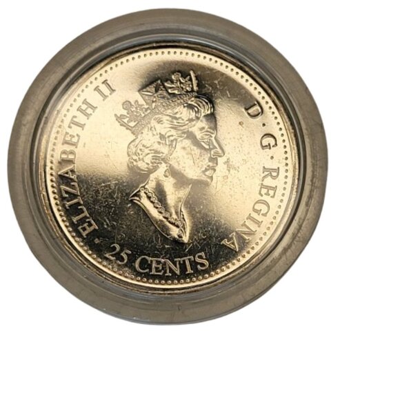 Canadian Millenial 2000 Quarter with Red Painted Flag - Picture 2 of 2